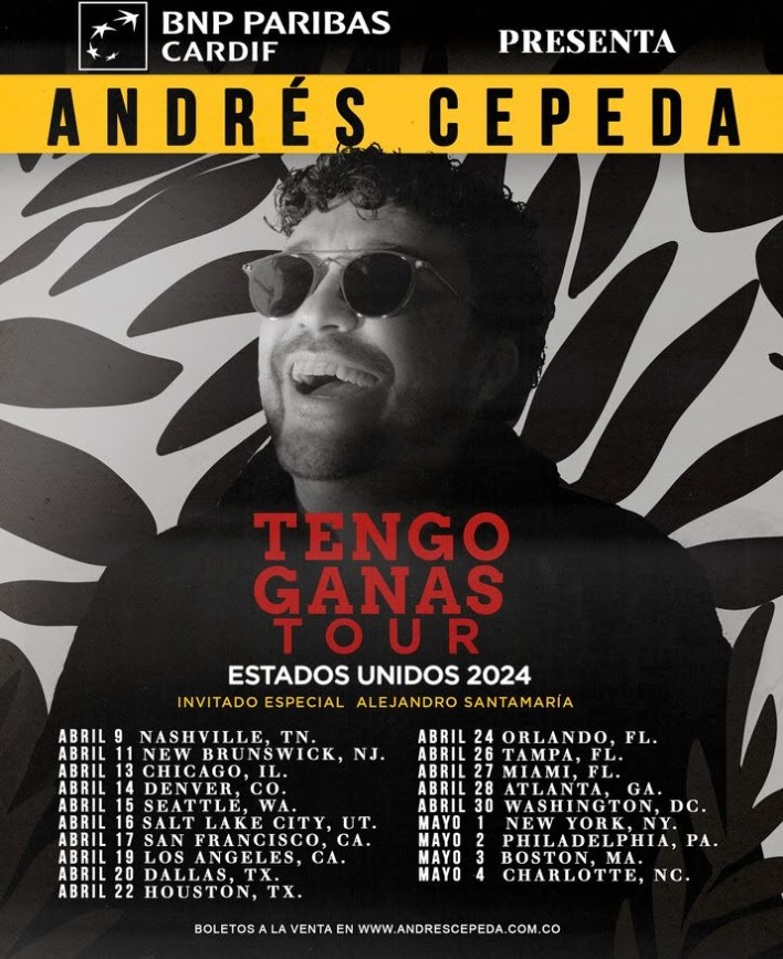 Lee más sobre el artículo ANDRÉS CEPEDA CONTINÚA SU GIRA POR ESTADOS UNIDOS HOY LLEGA A NEW JERSEY “TENGO GANAS TOUR”